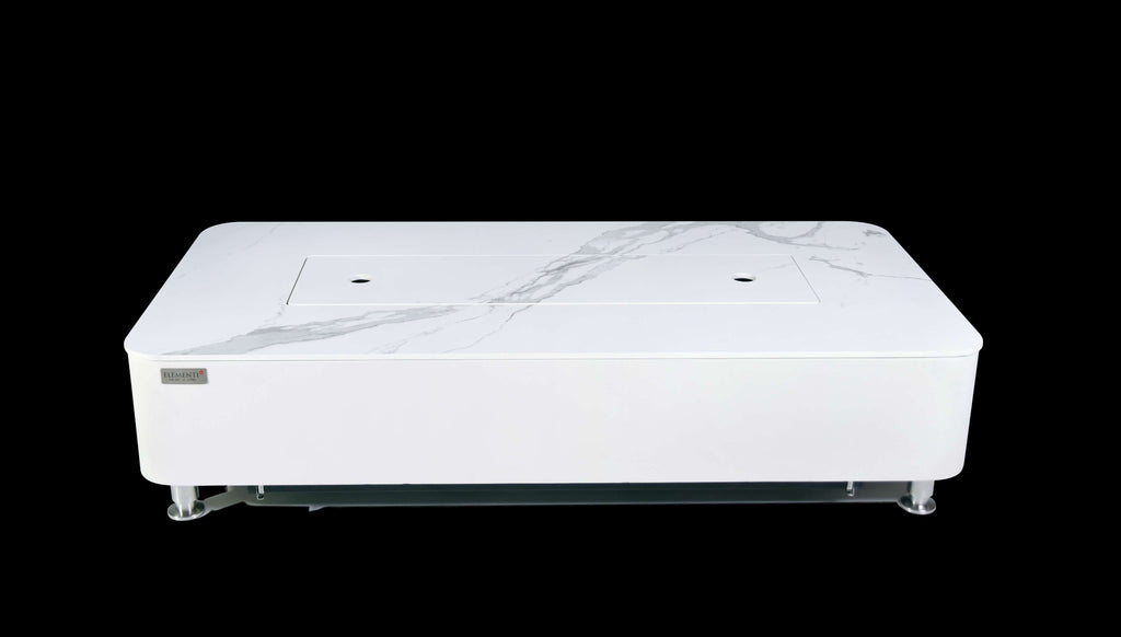 Elementi Plus Athens Rectangular Marble Concrete Base Fire Pit Table
