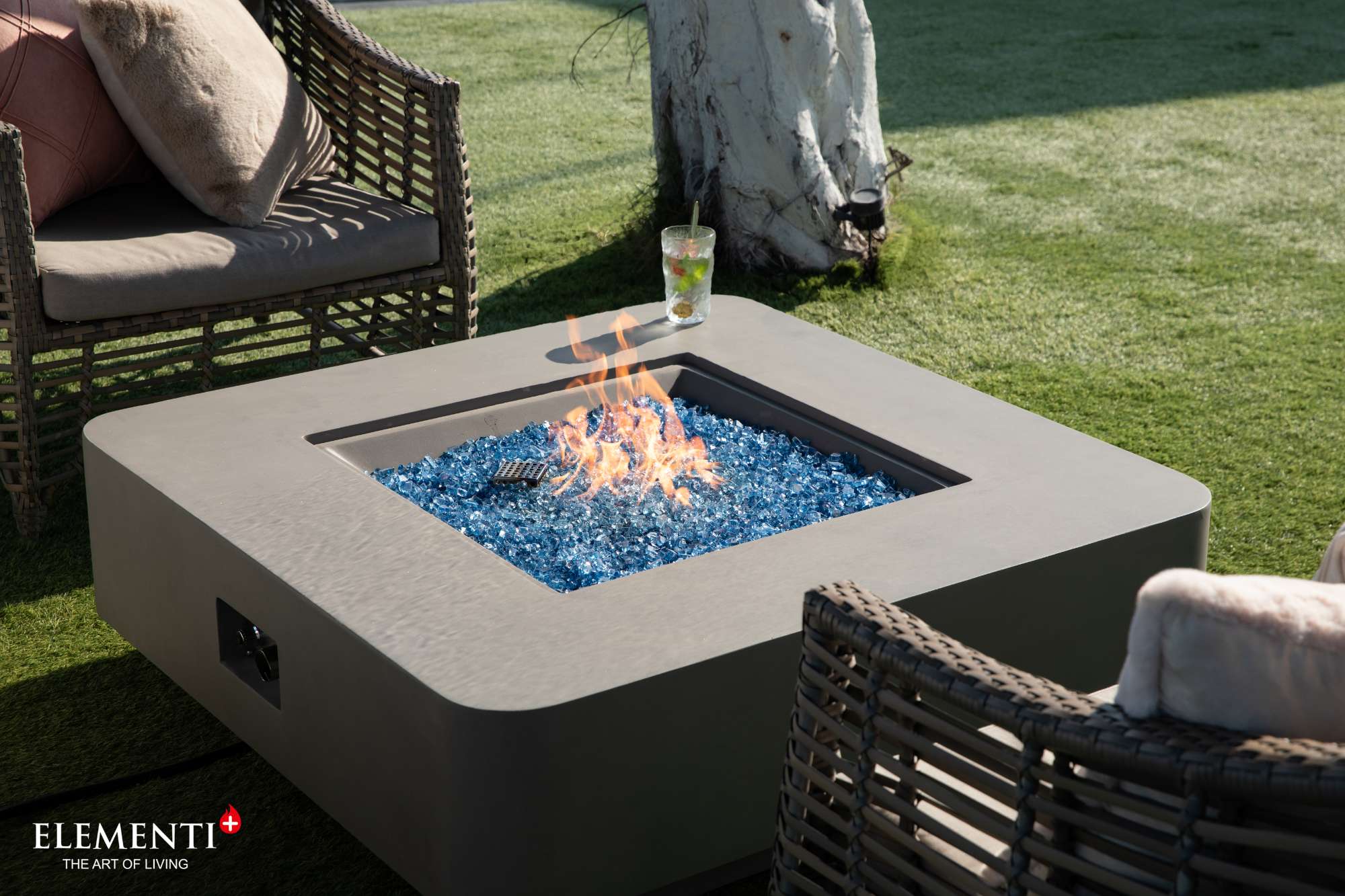 Elementi Plus Lucerne Square Concrete Fire Pit Table