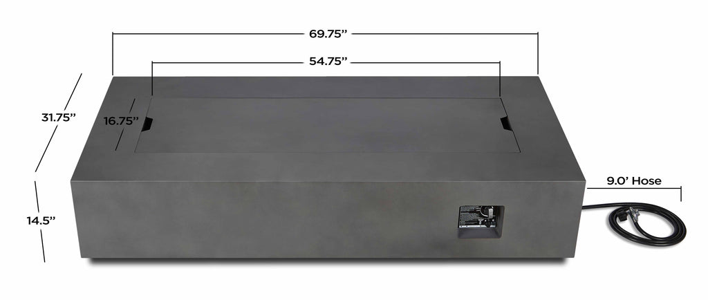 Real Flame Aegean 70" Rectangle Propane or Natural Gas Fire Pit Table