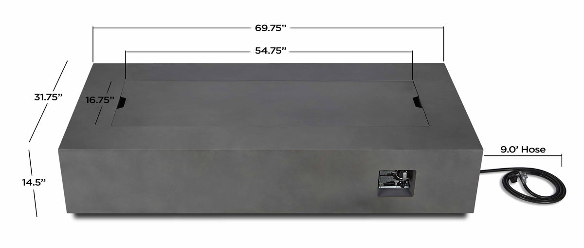 Real Flame Aegean 70" Rectangle Propane or Natural Gas Fire Pit Table