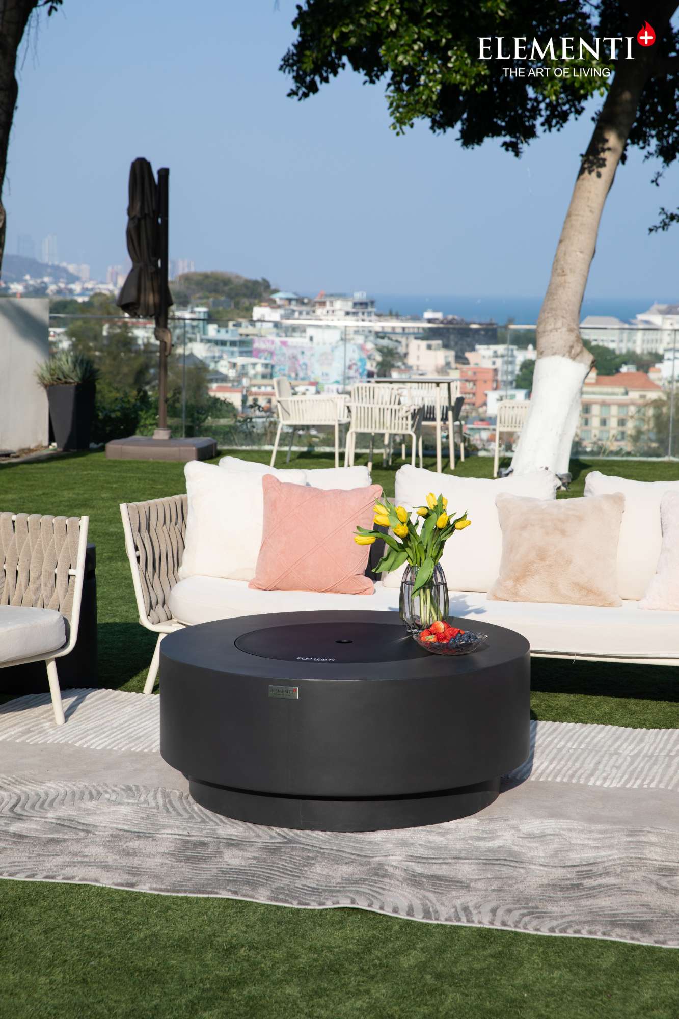 Elementi Plus Nimes Round Concrete Fire Pit Table