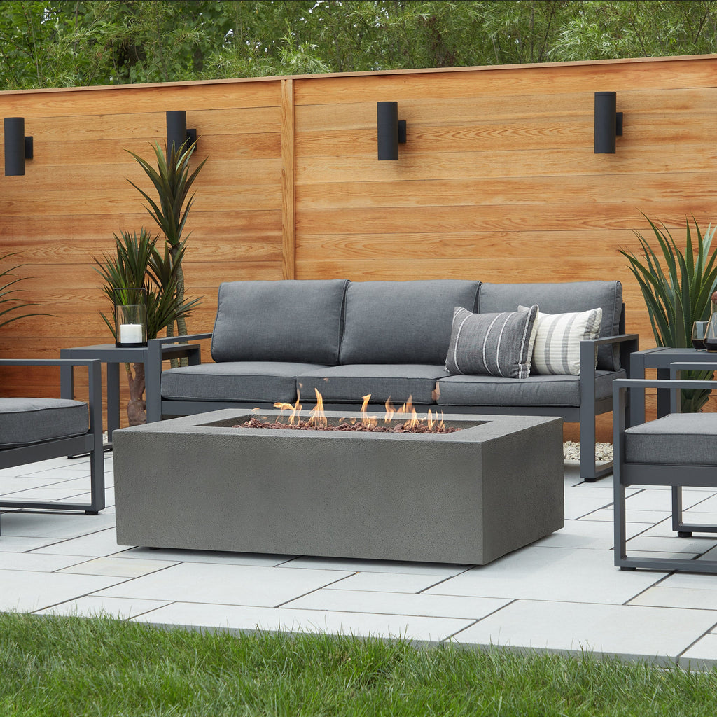 Real Flame Baltic Rectangle Fire Pit Table Propane/Natural Gas