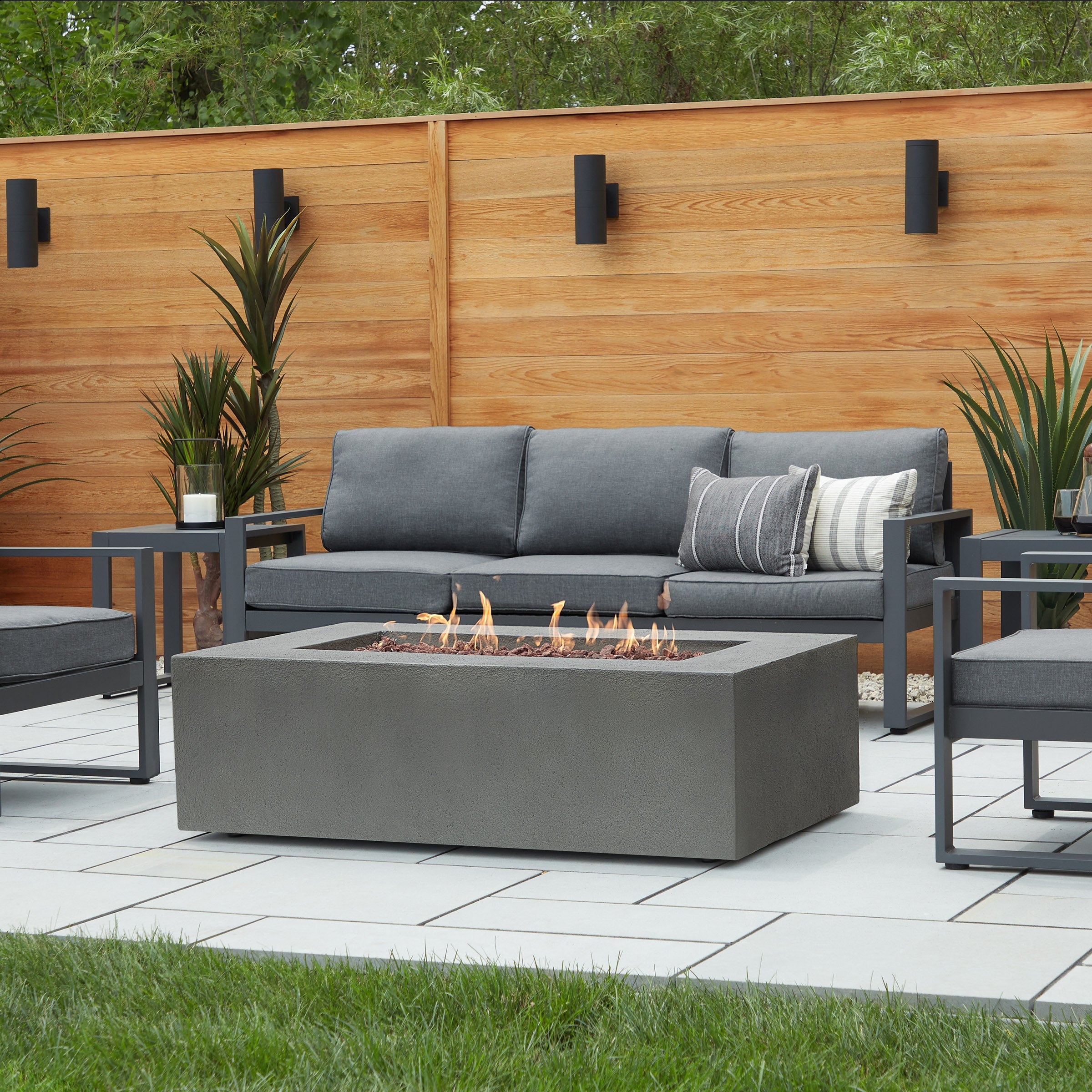 Real Flame Baltic Rectangle Fire Pit Table Propane/Natural Gas