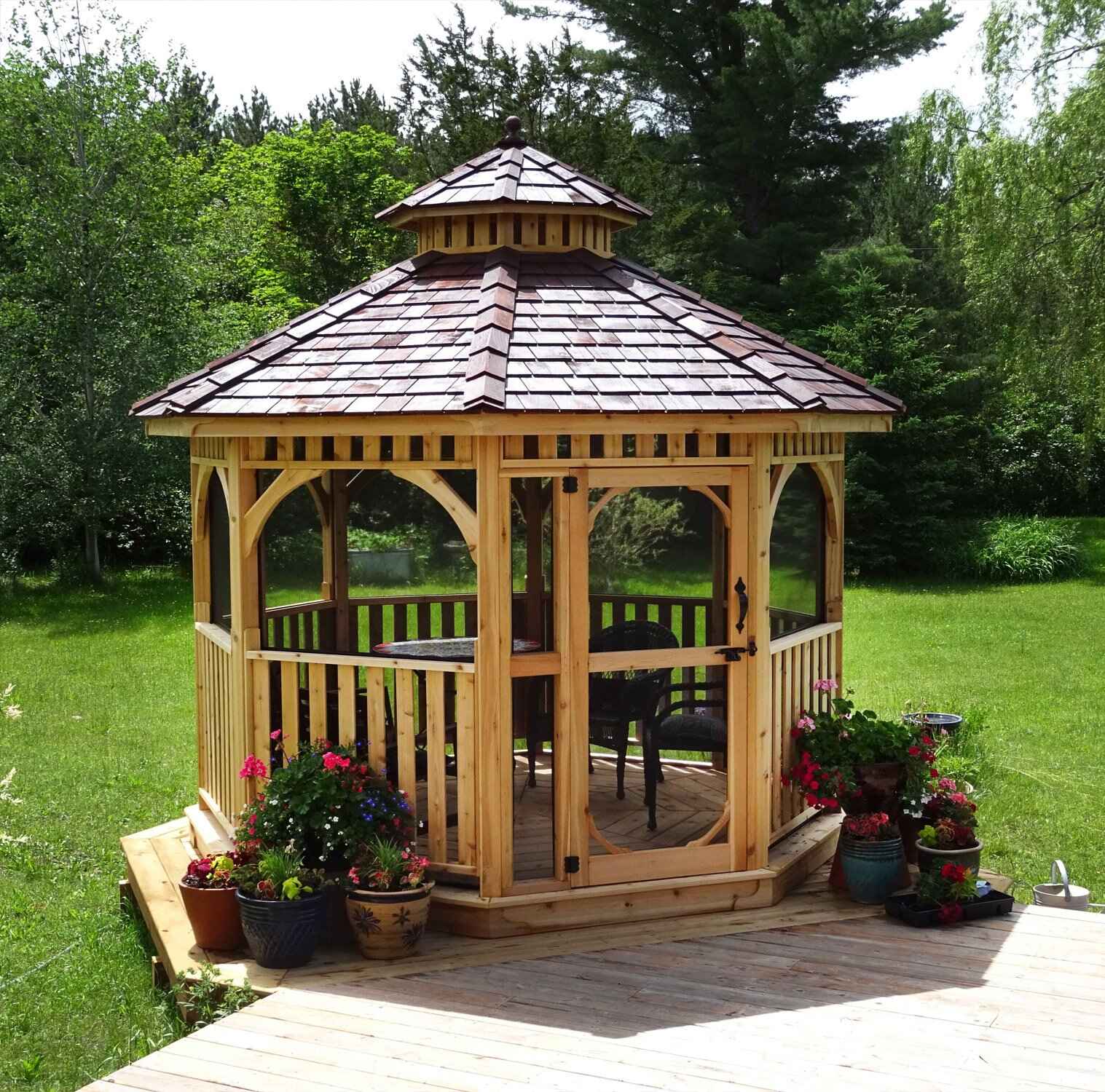Outdoor Living Today 12′ Bayside Gazebo with Screen Kit