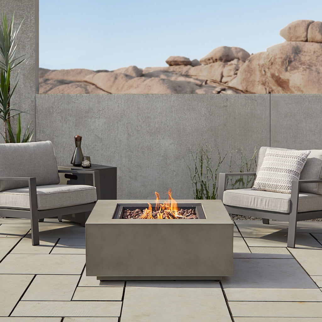 Real Flame Aegean Square Propane or Natural Gas Fire Pit Table
