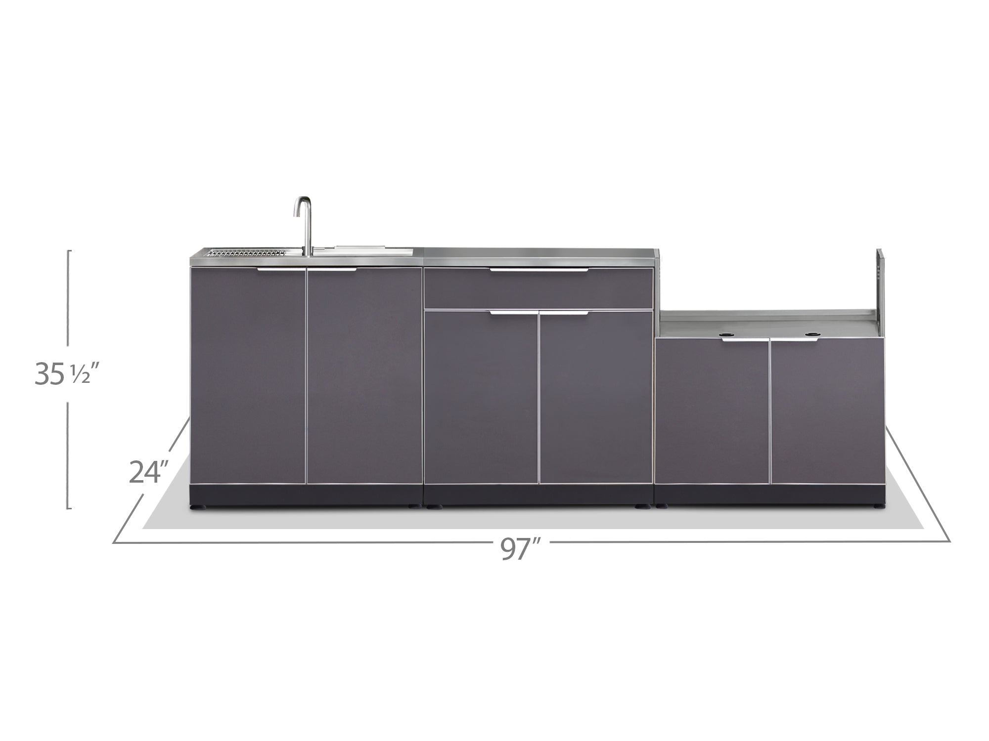 NewAge Outdoor Kitchen 3-Piece Cabinet Set with Sink, Bar and 33in Grill Cabinet