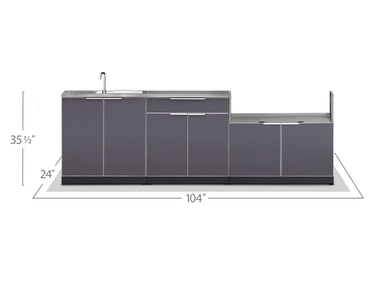 NewAge Outdoor Kitchen 3-Piece Cabinet Set with Sink, Bar and 40in Grill Cabinet
