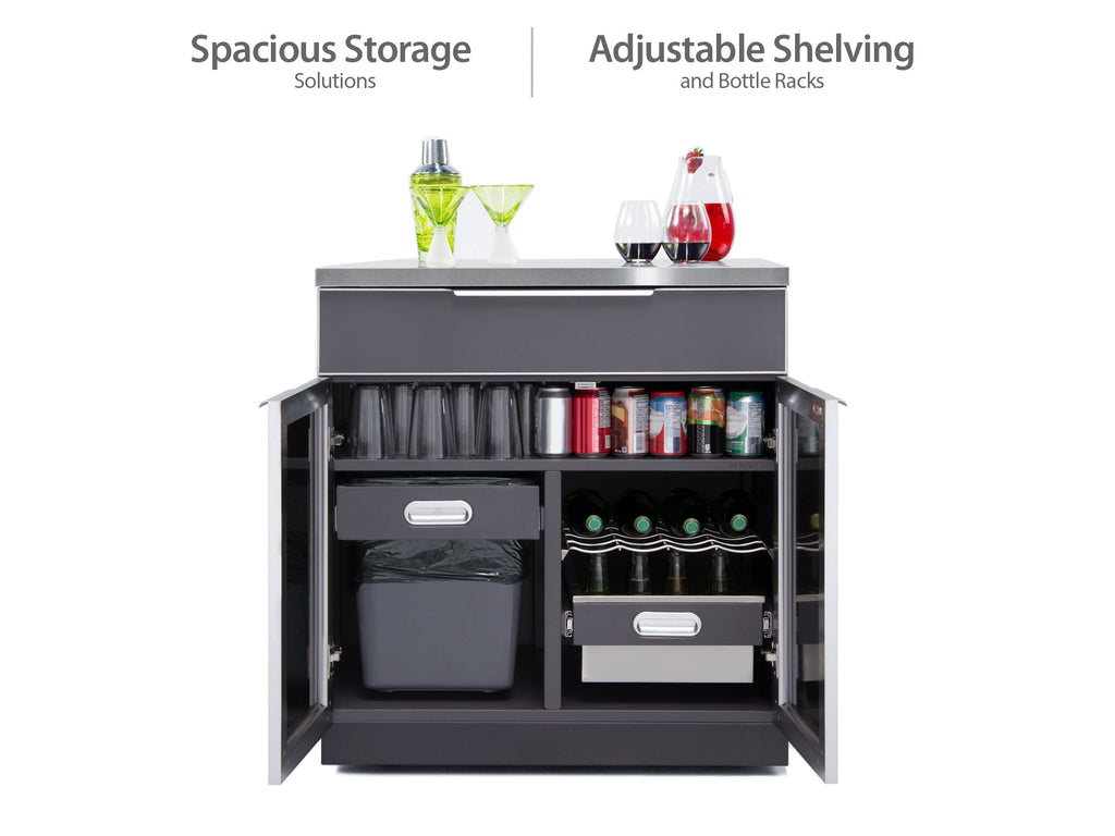 NewAge Outdoor Kitchen 3-Piece Cabinet Set with Sink, Bar and 36in Grill Cabinet