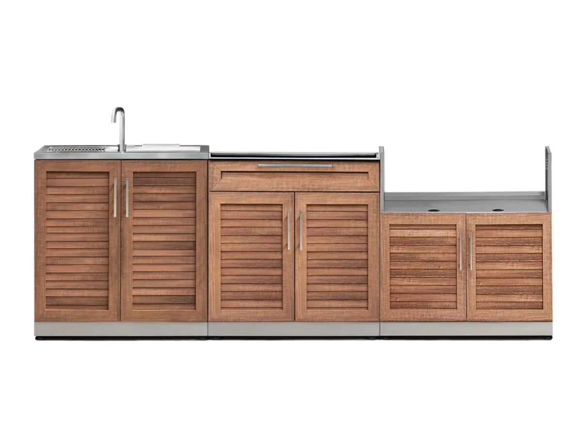 NewAge Outdoor Kitchen 3-Piece Cabinet Set with Sink, Bar and 33in Grill Cabinet