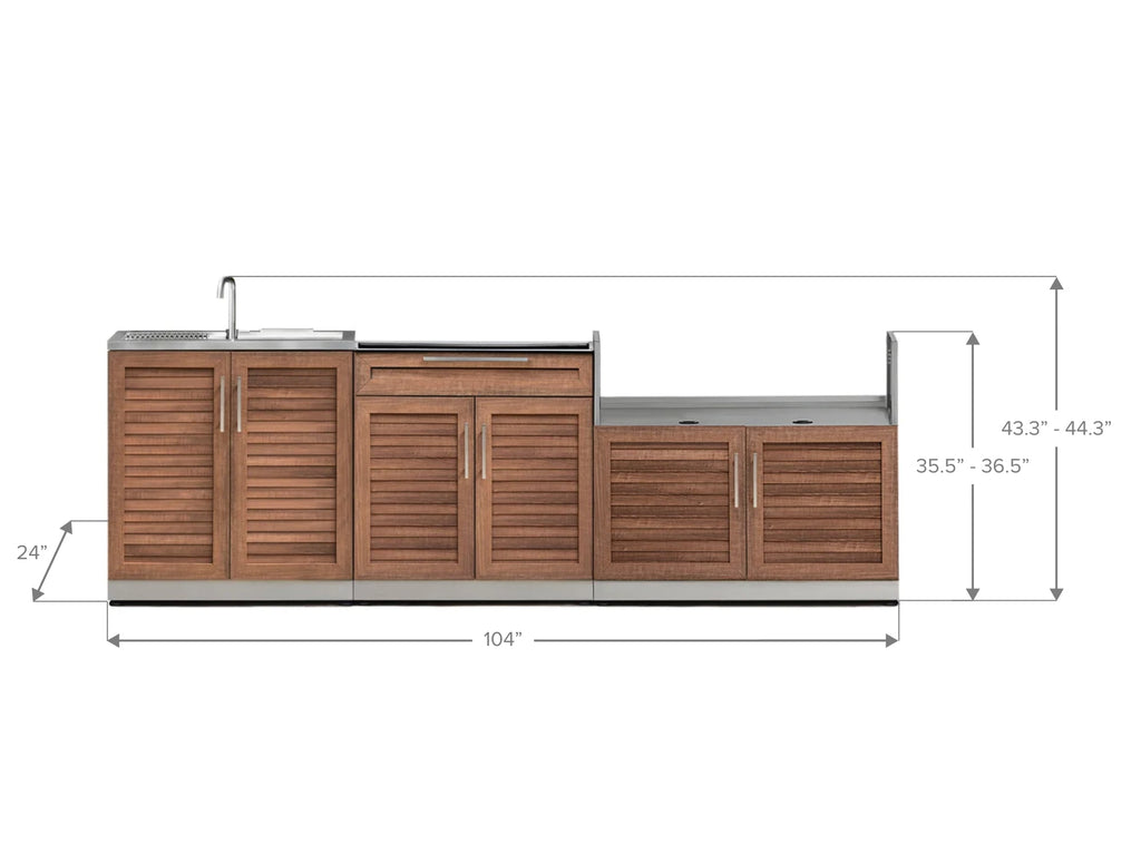 NewAge Outdoor Kitchen 3-Piece Cabinet Set with Sink, Bar and 40in Grill Cabinet