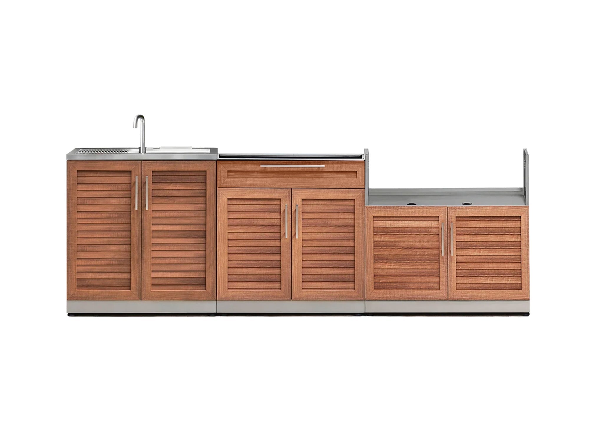 NewAge Outdoor Kitchen 3-Piece Cabinet Set with Sink, Bar and 36in Grill Cabinet