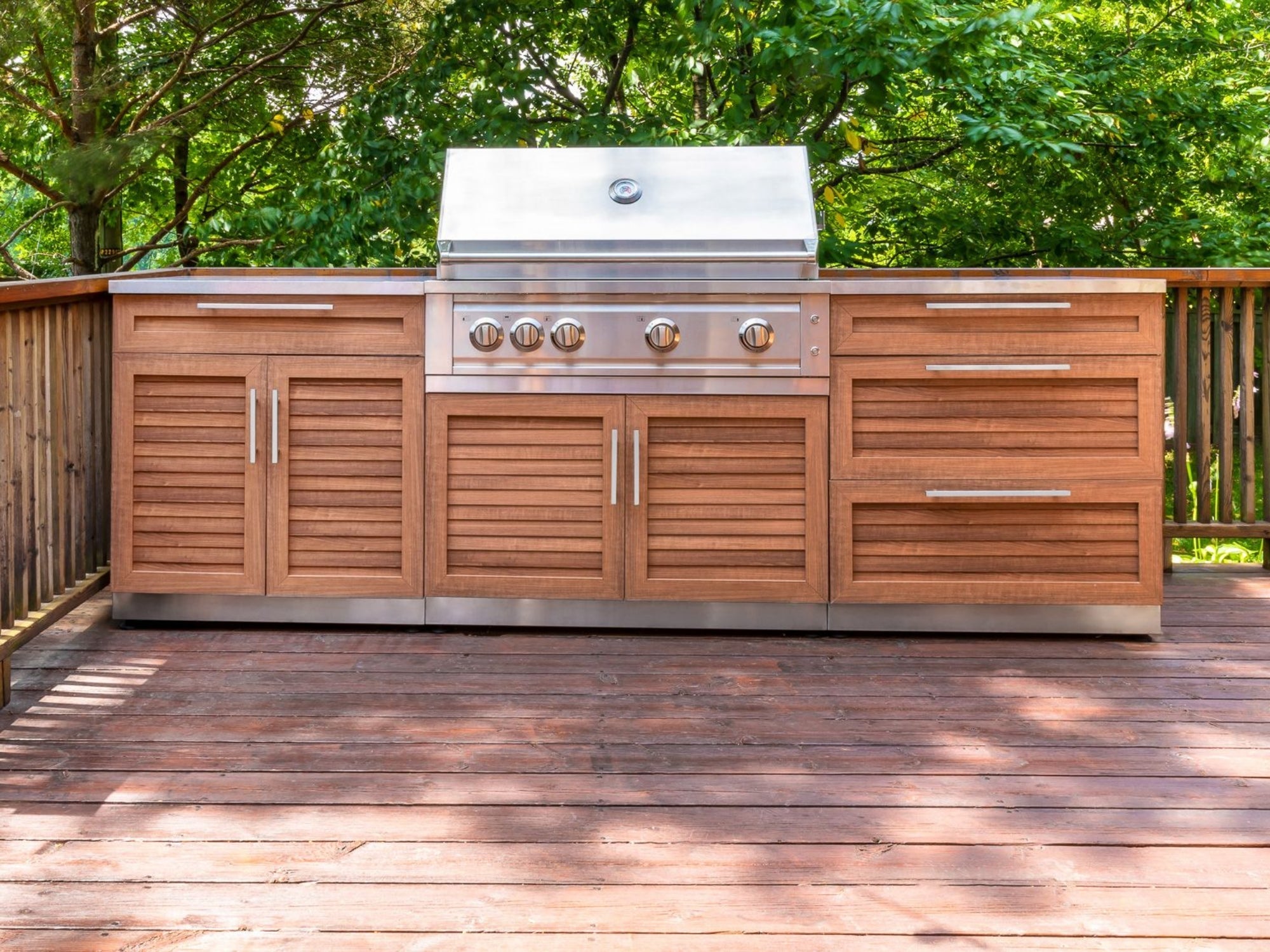 NewAge Outdoor Kitchen 3-Piece Cabinet Set with Sink, Bar and 36in Grill Cabinet