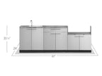 NewAge Outdoor Kitchen 3-Piece Cabinet Set with Sink, Bar and 33in Grill Cabinet