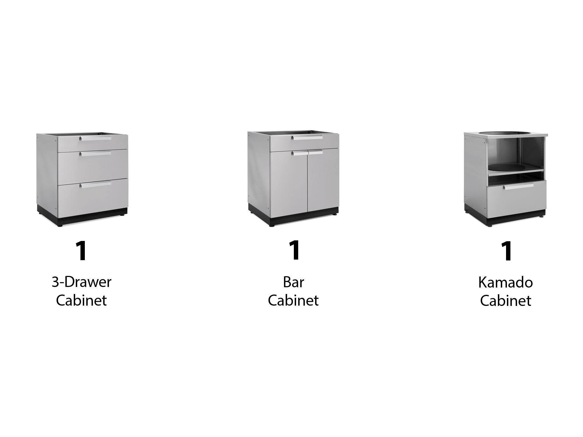 NewAge Outdoor Kitchen 3-Piece Cabinet Set with 3-Drawer, Bar and Kamado Cabinet