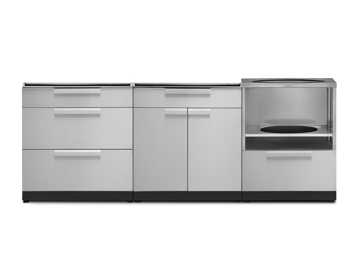 NewAge Outdoor Kitchen 3-Piece Cabinet Set with 3-Drawer, Bar and Kamado Cabinet