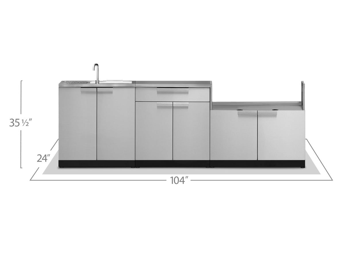 NewAge Outdoor Kitchen 3-Piece Cabinet Set with Sink, Bar and 40in Grill Cabinet