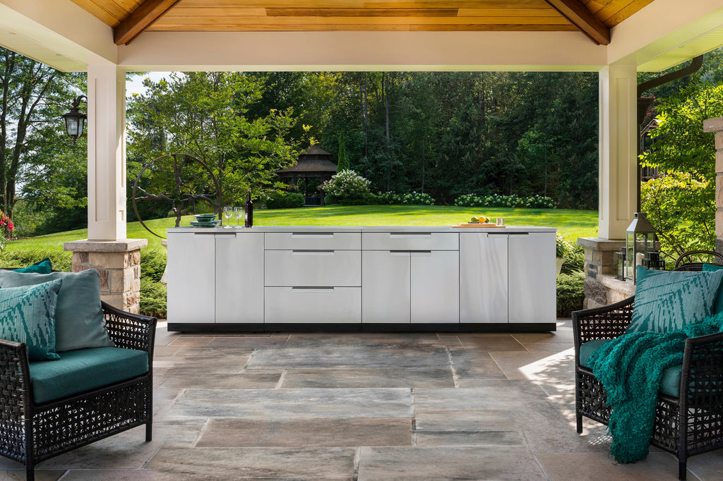 NewAge Outdoor Kitchen 3-Piece Cabinet Set with Sink, Bar and 40in Grill Cabinet