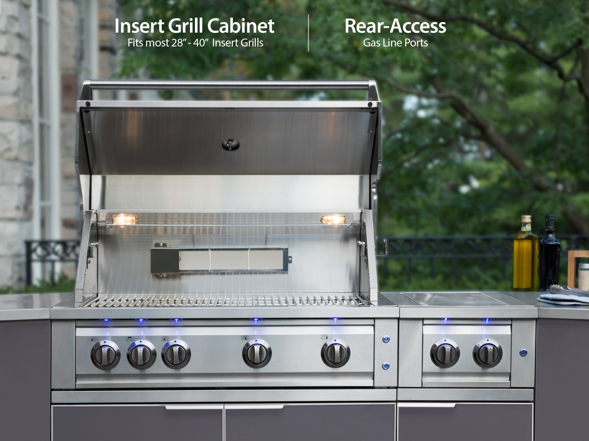 NewAge Outdoor Kitchen 3-Piece Cabinet Set with Sink, Bar and 33in Grill Cabinet