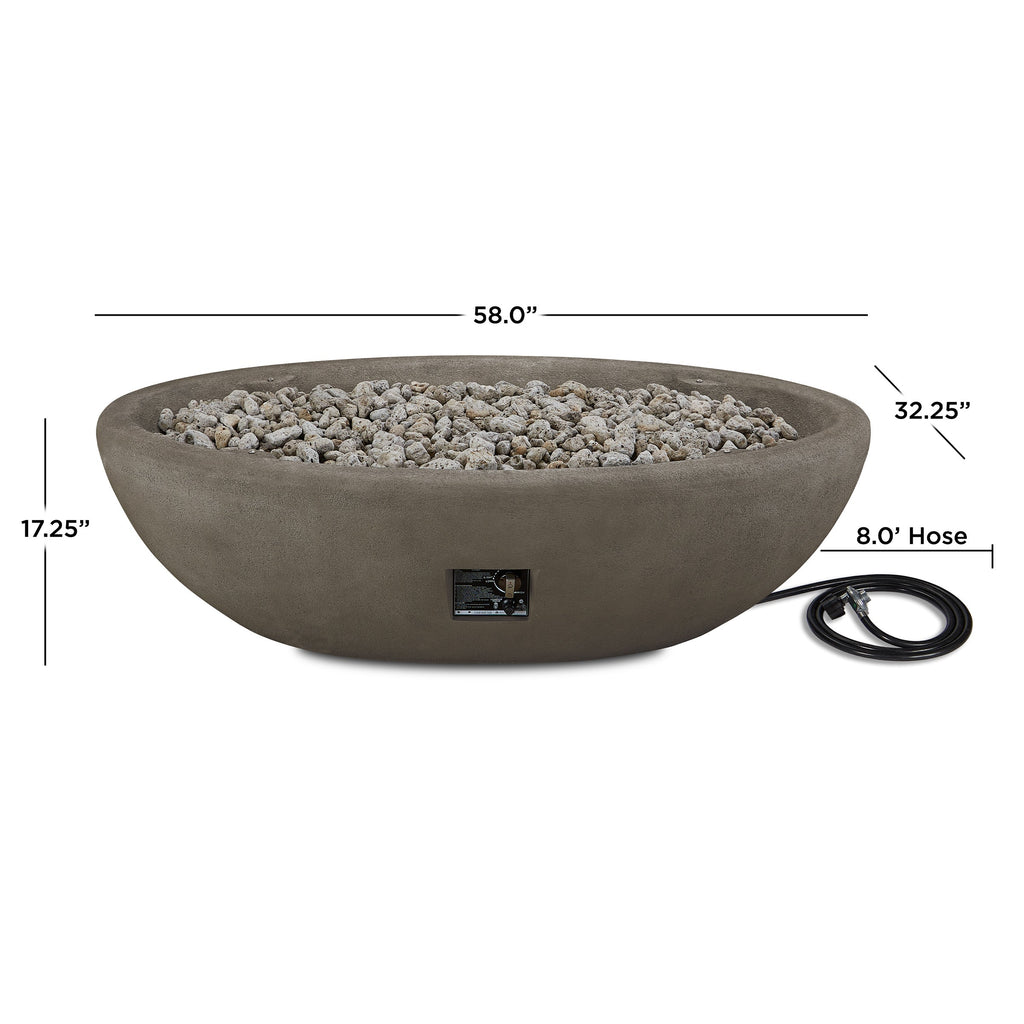 Real Flame Riverside 58" Oval Propane Fire Pit Bowl - 592LP