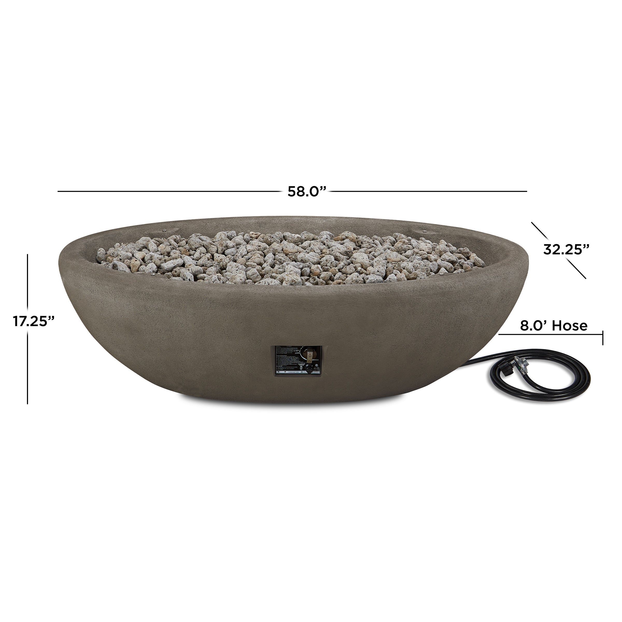 Real Flame Riverside 58" Oval Propane Fire Pit Bowl - 592LP