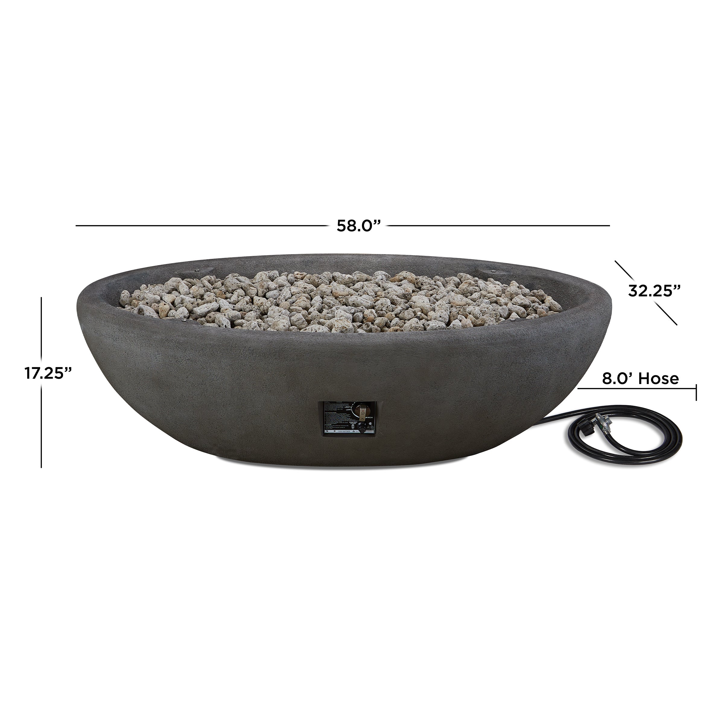 Real Flame Riverside 58" Oval Propane Fire Pit Bowl - 592LP