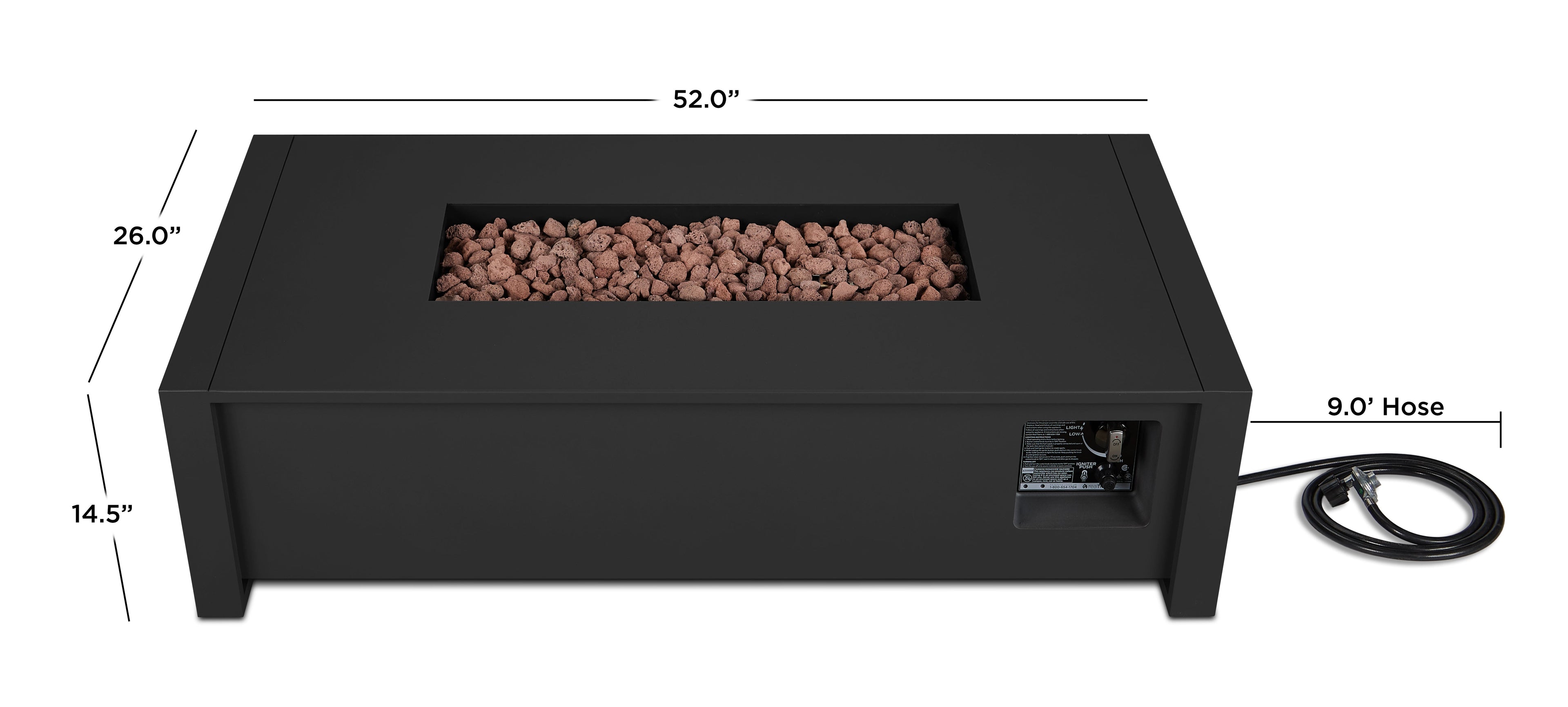 Real Flame Keenan 52" Rectangle Propane Fire Pit Table - 6340LP
