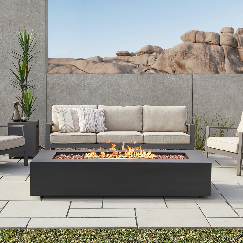 Real Flame Aegean 70" Rectangle Propane or Natural Gas Fire Pit Table
