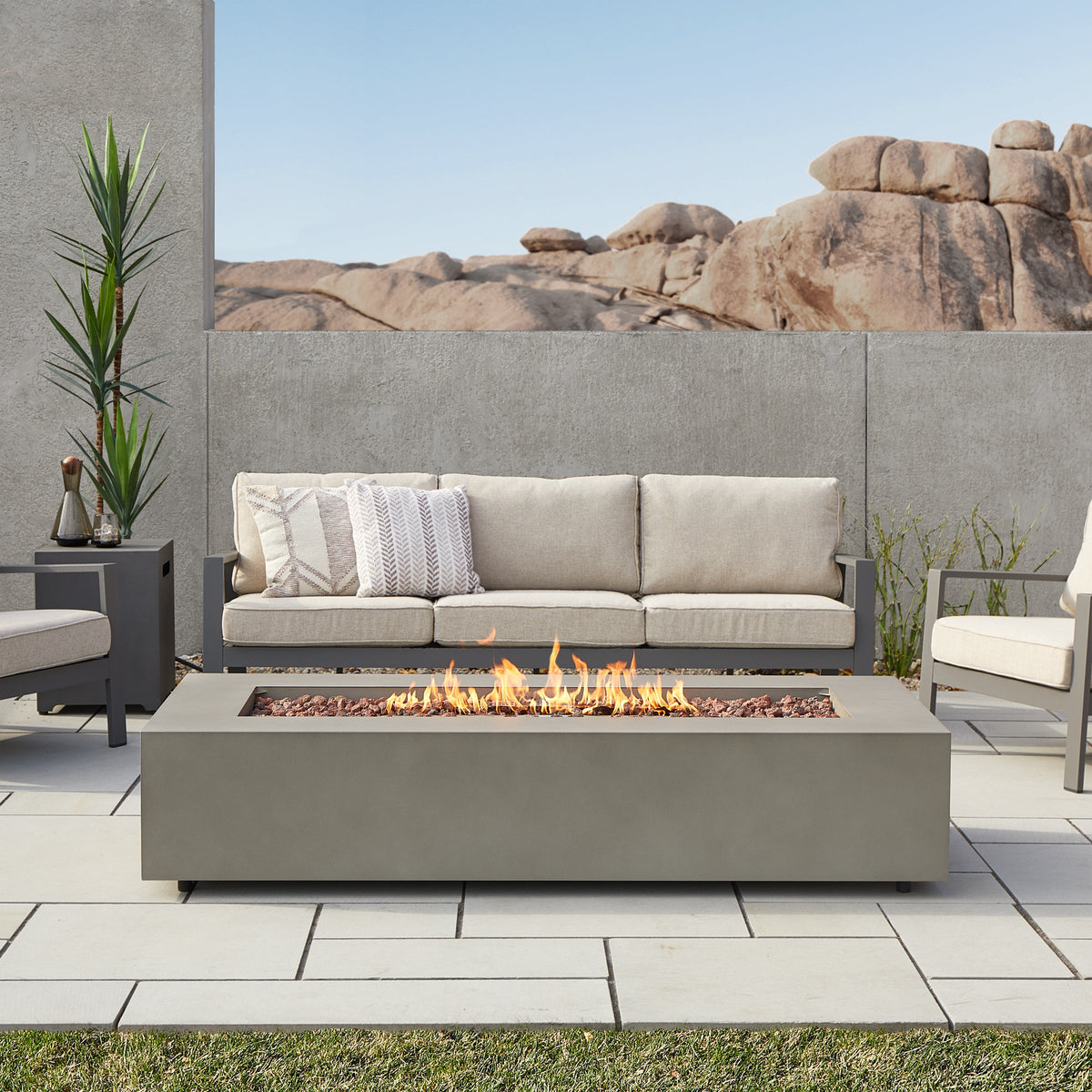 Real Flame Aegean 70" Rectangle Propane or Natural Gas Fire Pit Table