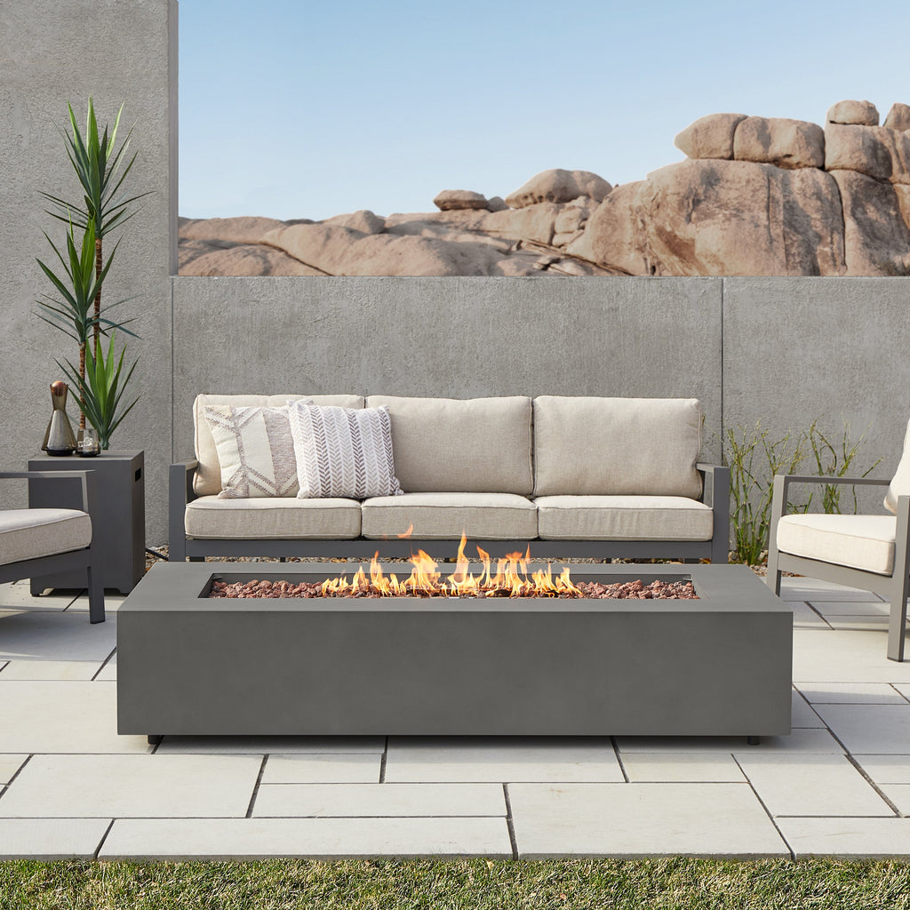 Real Flame Aegean 70" Rectangle Propane or Natural Gas Fire Pit Table