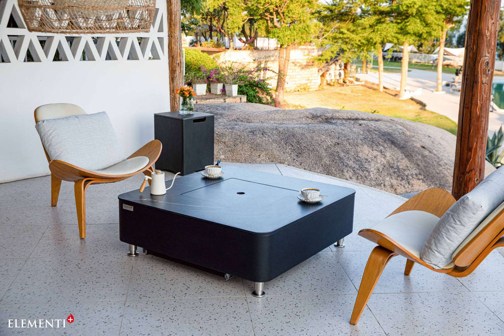 Elementi Plus Copenhagen Marble Porcelain Fire Table