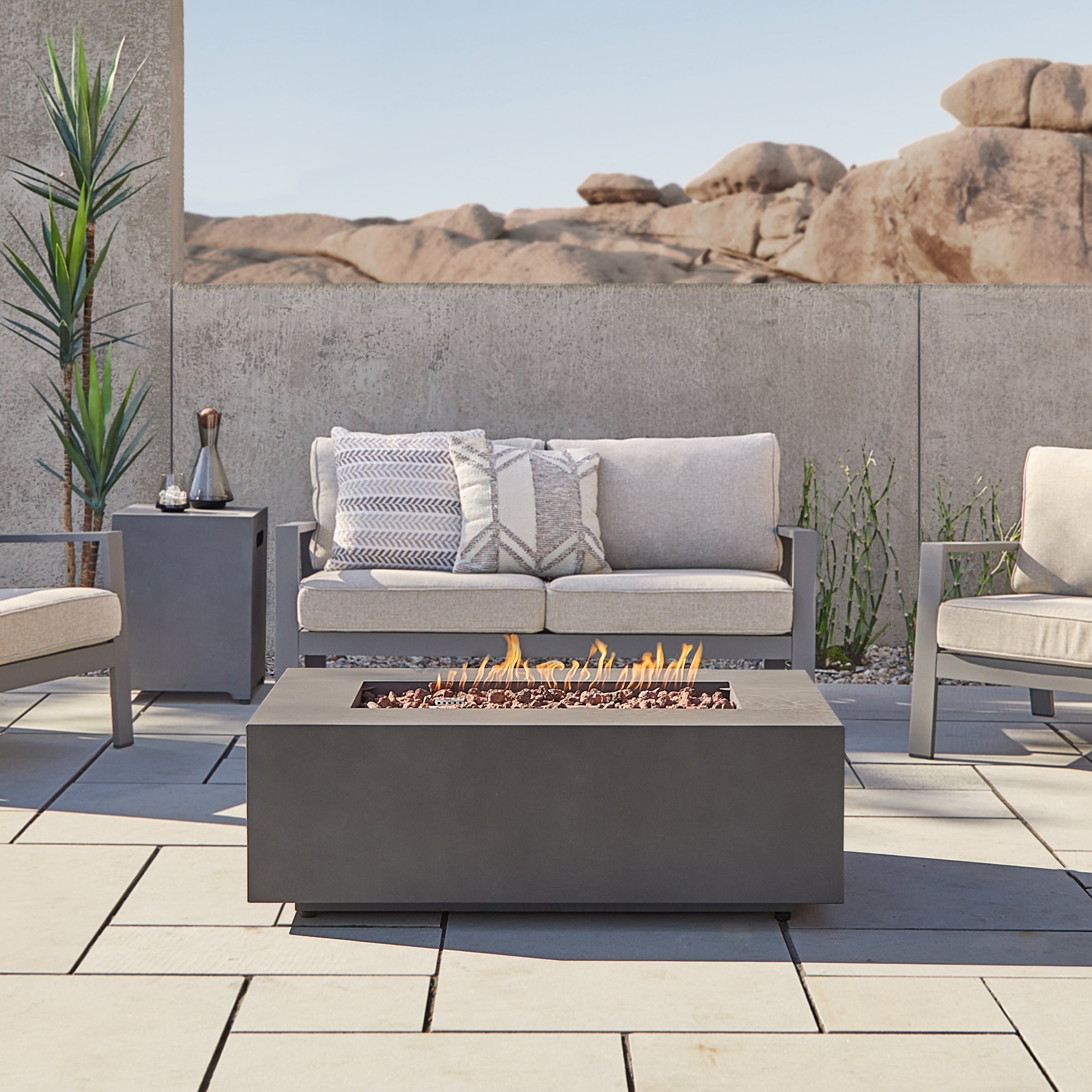 Real Flame Aegean 42" Rectangle Propane or Natural Gas Fire Pit Table