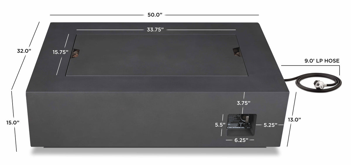 Real Flame Aegean 50" Rectangle Propane or Natural Gas Fire Pit Table