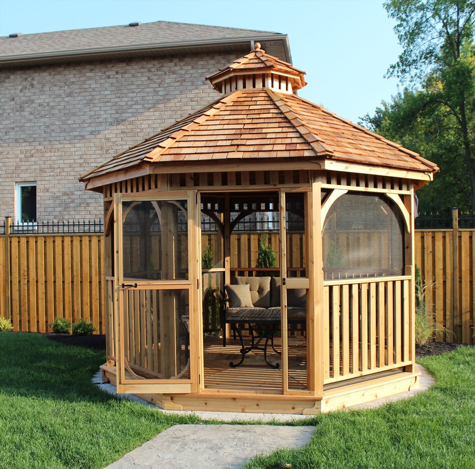 Outdoor Living Today 12′ Bayside Gazebo with Screen Kit