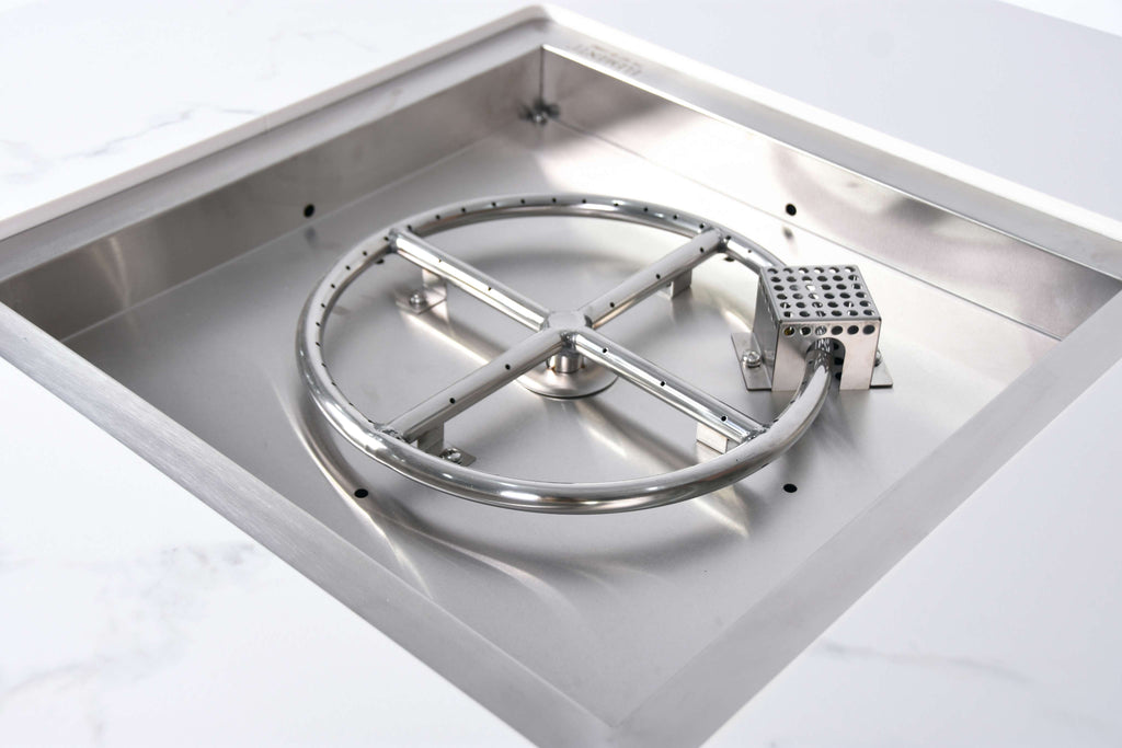 Elementi Plus Bianco White Marble Porcelain Fire Table
