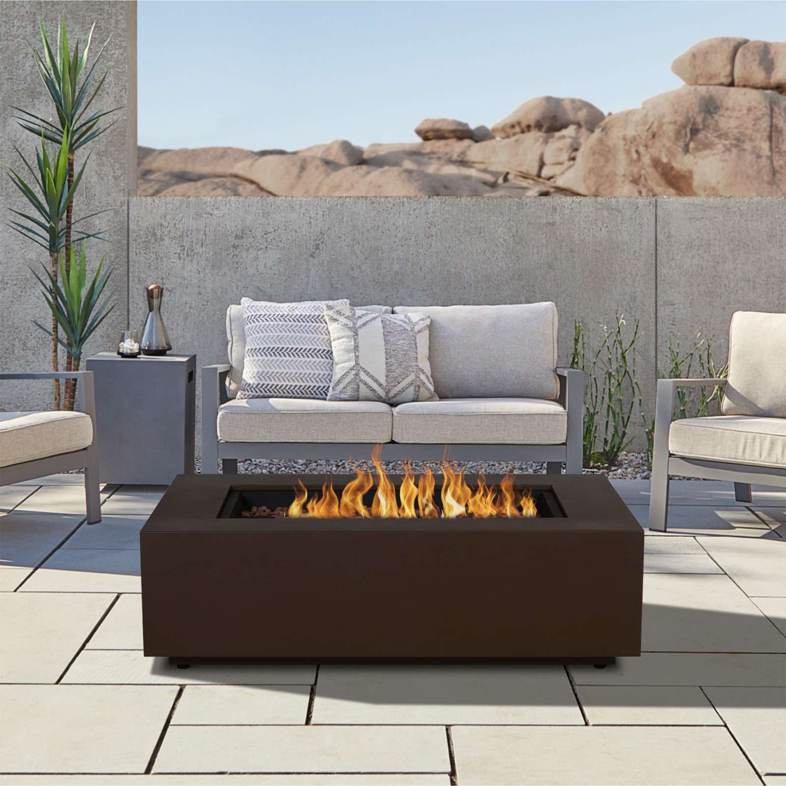Real Flame Aegean 50" Rectangle Propane or Natural Gas Fire Pit Table