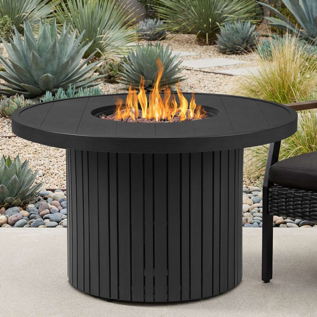Real Flame Calvin 44" Round Fire Pit Table With Hidden Propane Tank
