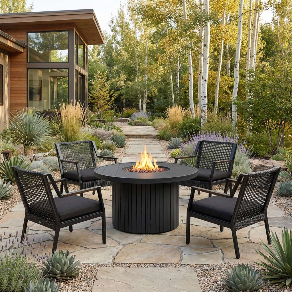 Real Flame Calvin 44" Round Fire Pit Table With Hidden Propane Tank