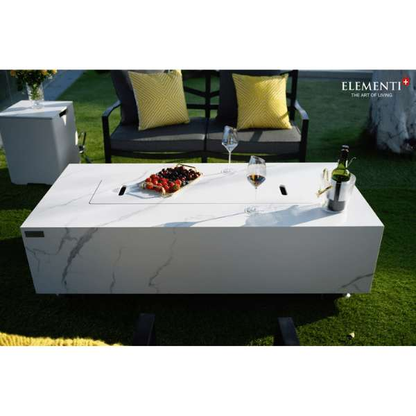 Elementi Plus Carrara Marble Porcelain Fire Table
