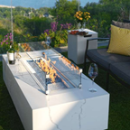 Elementi Plus Carrara Marble Porcelain Fire Table