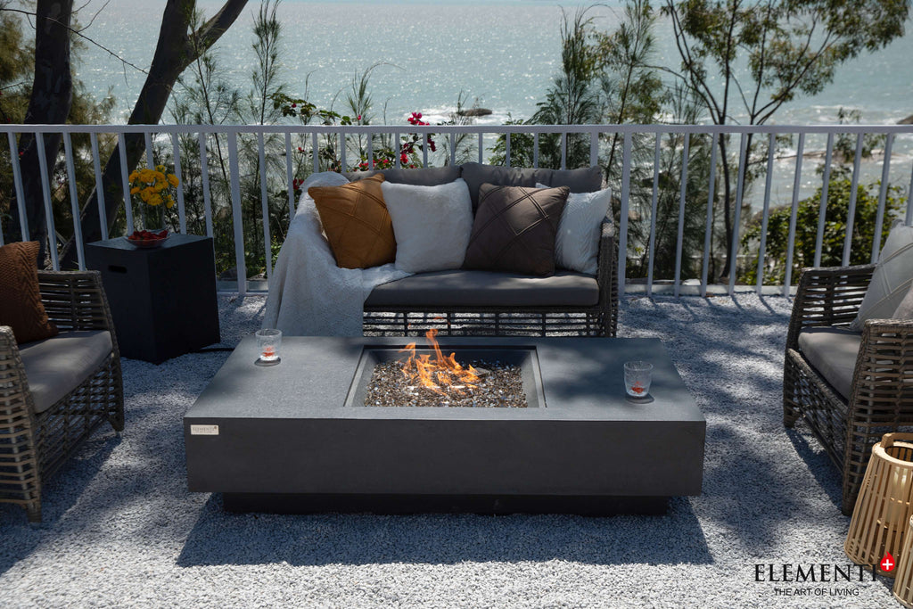 Elementi Plus Cannes Rectangular Concrete Fire Pit Table