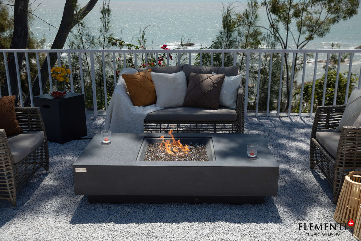 Elementi Plus Cannes Rectangular Concrete Fire Pit Table