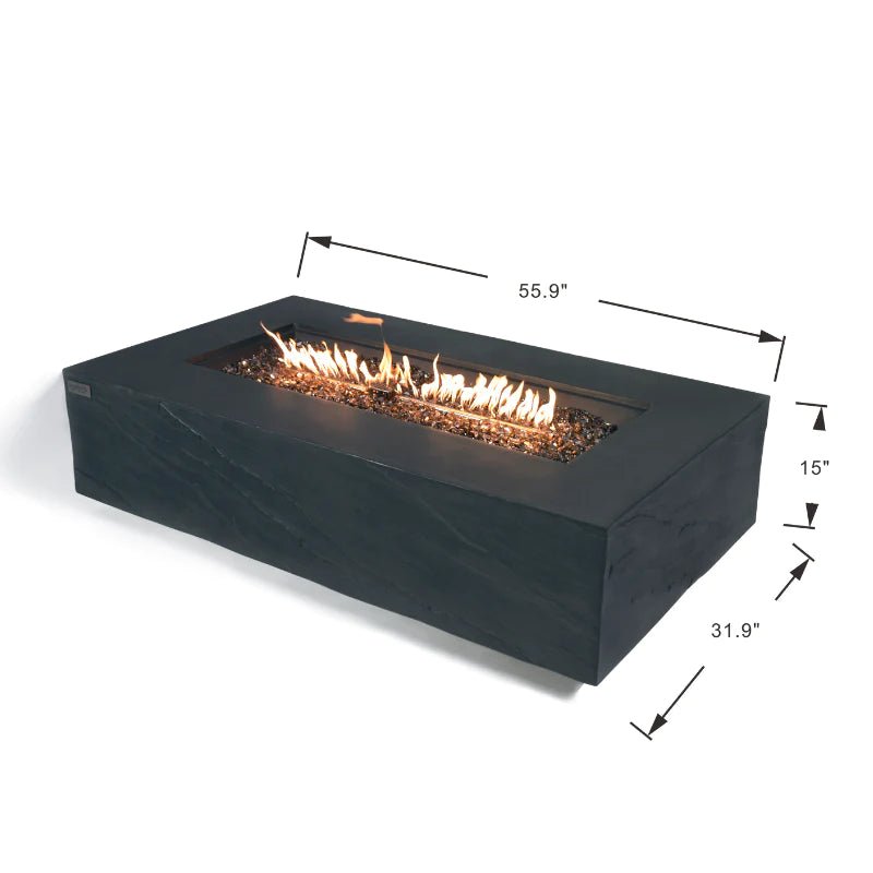 Elementi Plus Cape Town Rectangular Concrete Fire Pit Table