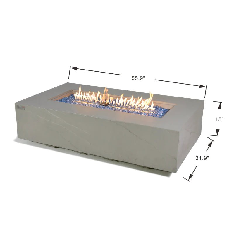 Elementi Plus Meteora Rectangular Concrete Fire Pit Table