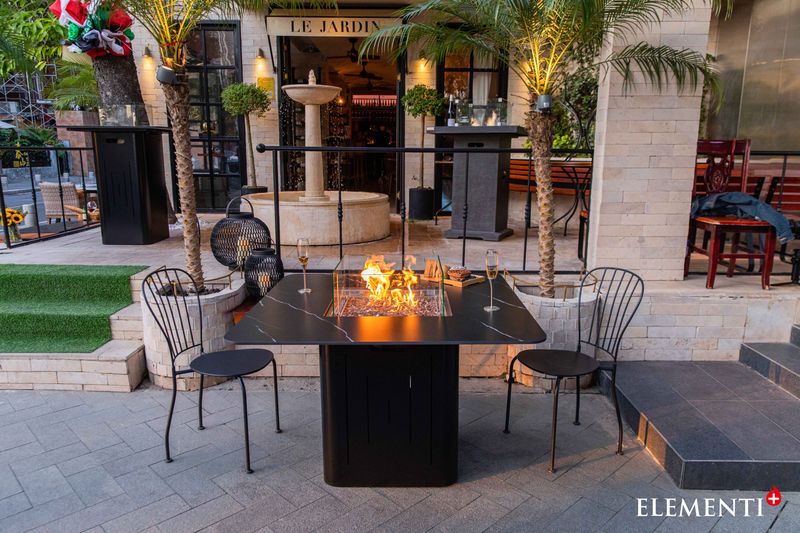 Elementi Plus Brugge Marble Porcelain Dining Fire Table