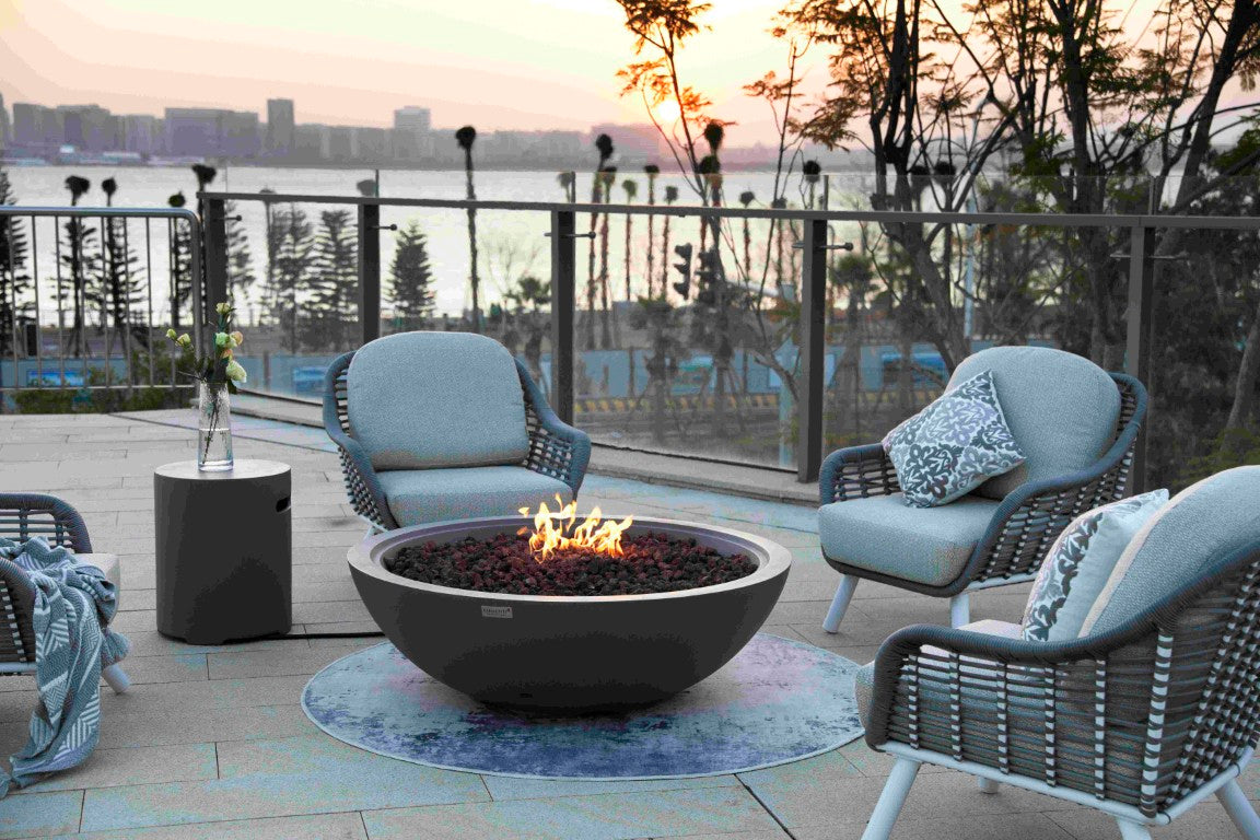 Elementi Plus Rose Bowl Round Concrete Fire Bowl