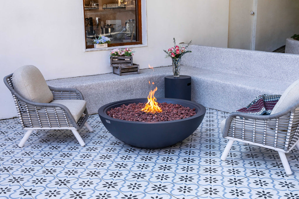 Elementi Plus Rose Bowl Round Concrete Fire Bowl