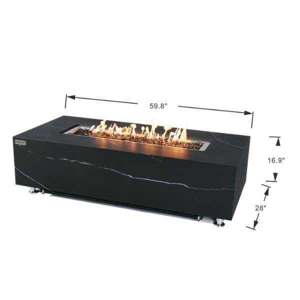 Elementi Plus Varna Marble Porcelain Fire Table