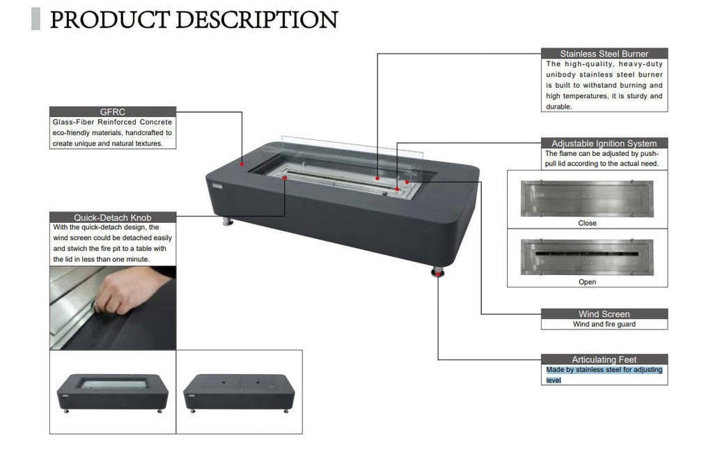 Elementi Sydney Bio-Ethanol Concrete Fire Table
