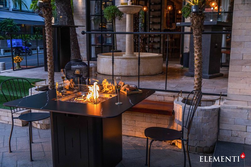 Elementi Plus Brugge Marble Porcelain Dining Fire Table