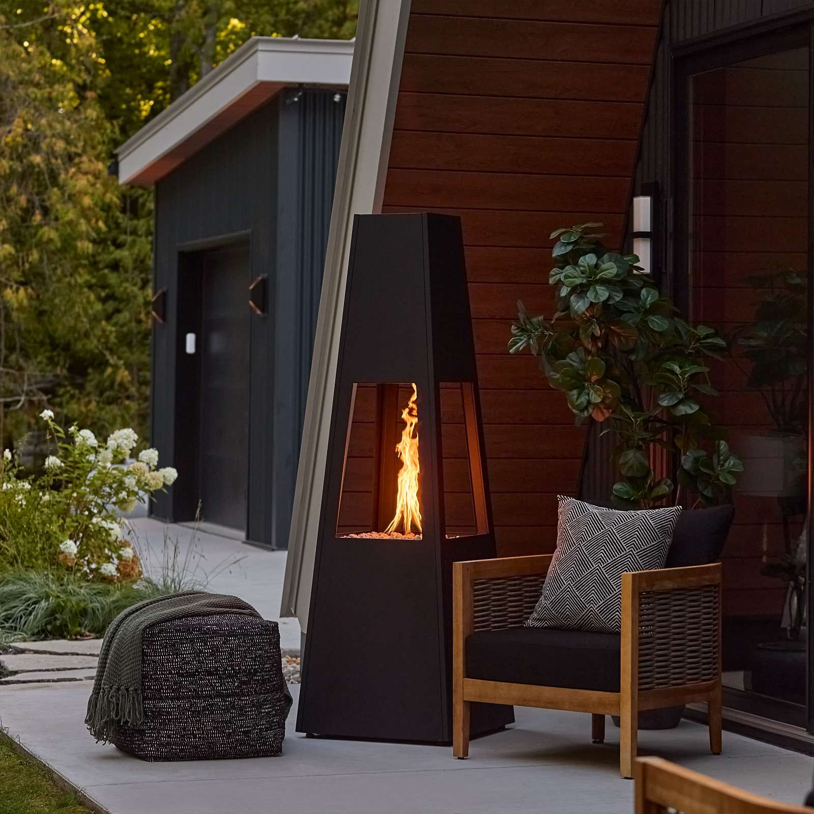 Real Flame Ferro Chiminea Fire Pit With Hidden Propane Tank